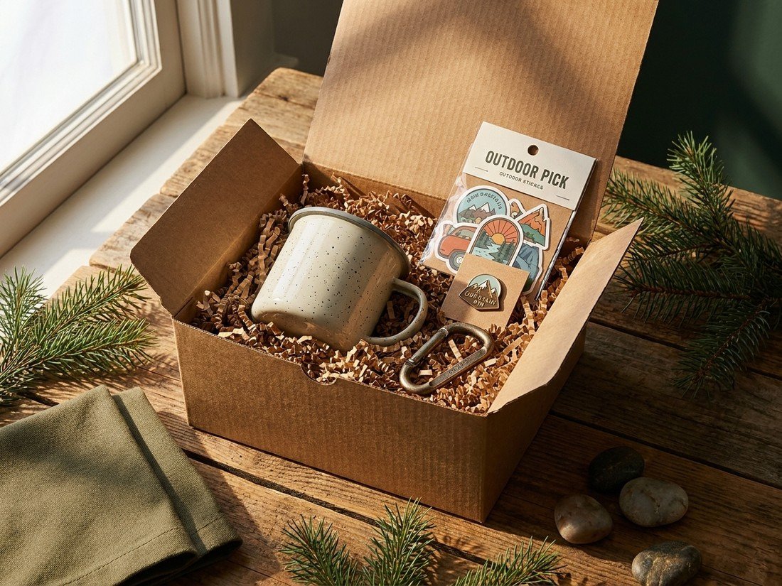 An open trail gift box